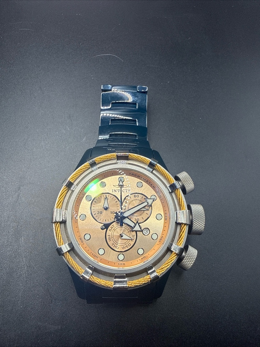 Invicta Bolt Model 15014 Rose Gold Dial Blue Band New Battery